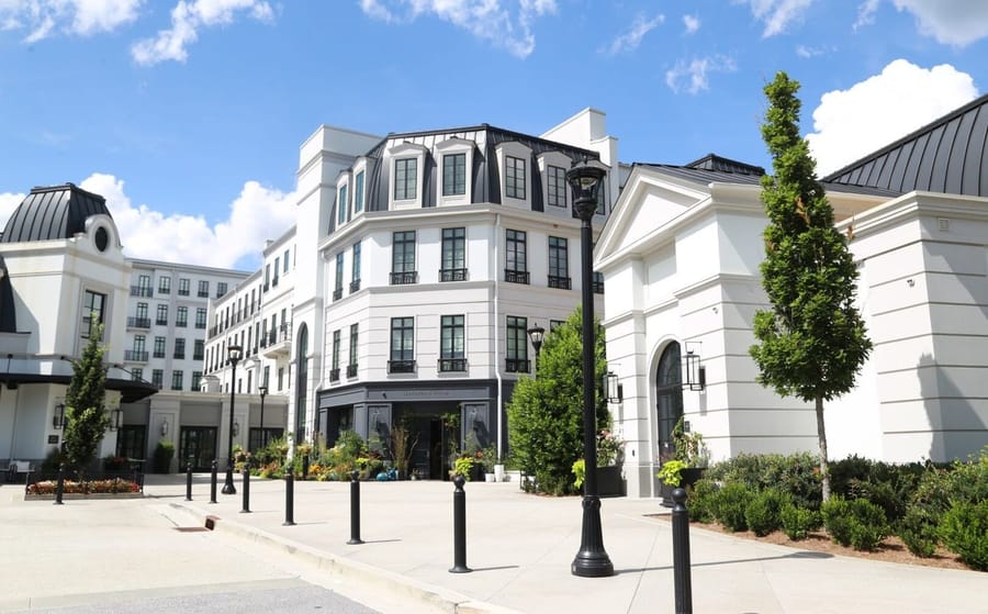 An upscale modern senior living community exterior